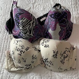 Two T-shirt bras 44DD nearly new. Cacique underwire